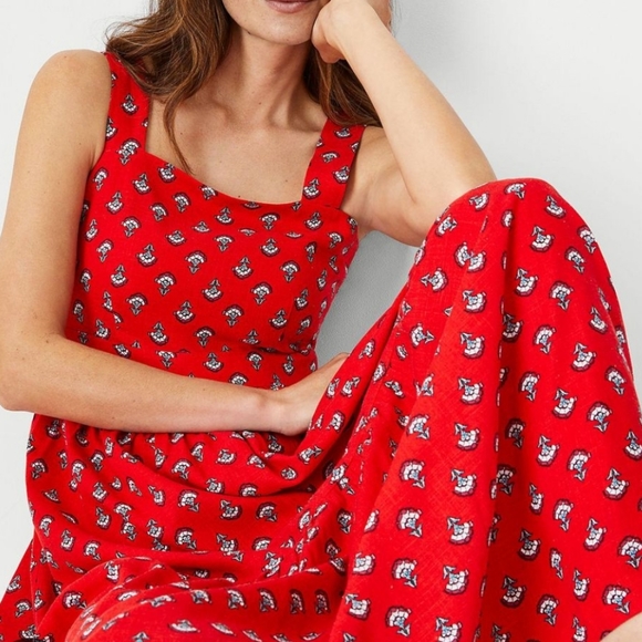 NWT ANN TAYLOR Women's Red Floral Midi Dress Size 0 - Picture 3 of 8
